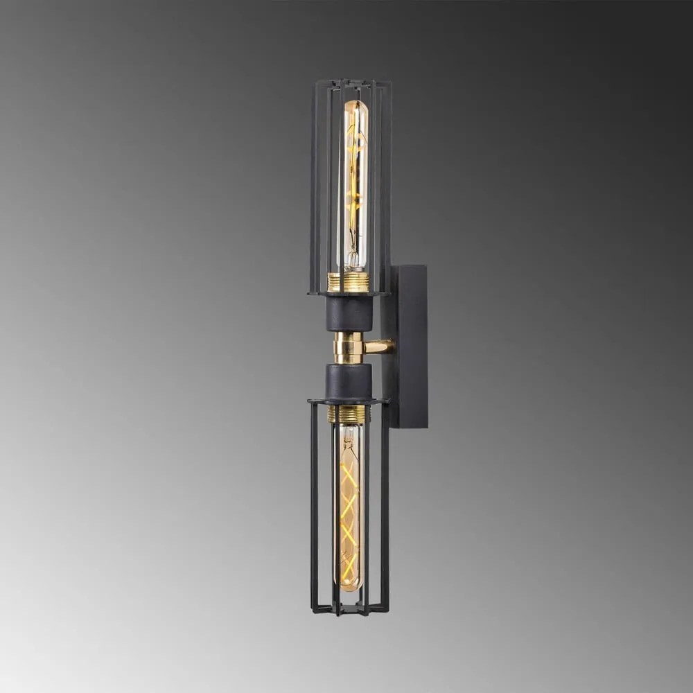 Fekete-aranyszínű fali lámpa ø 8 cm Fellini – Opviq lights