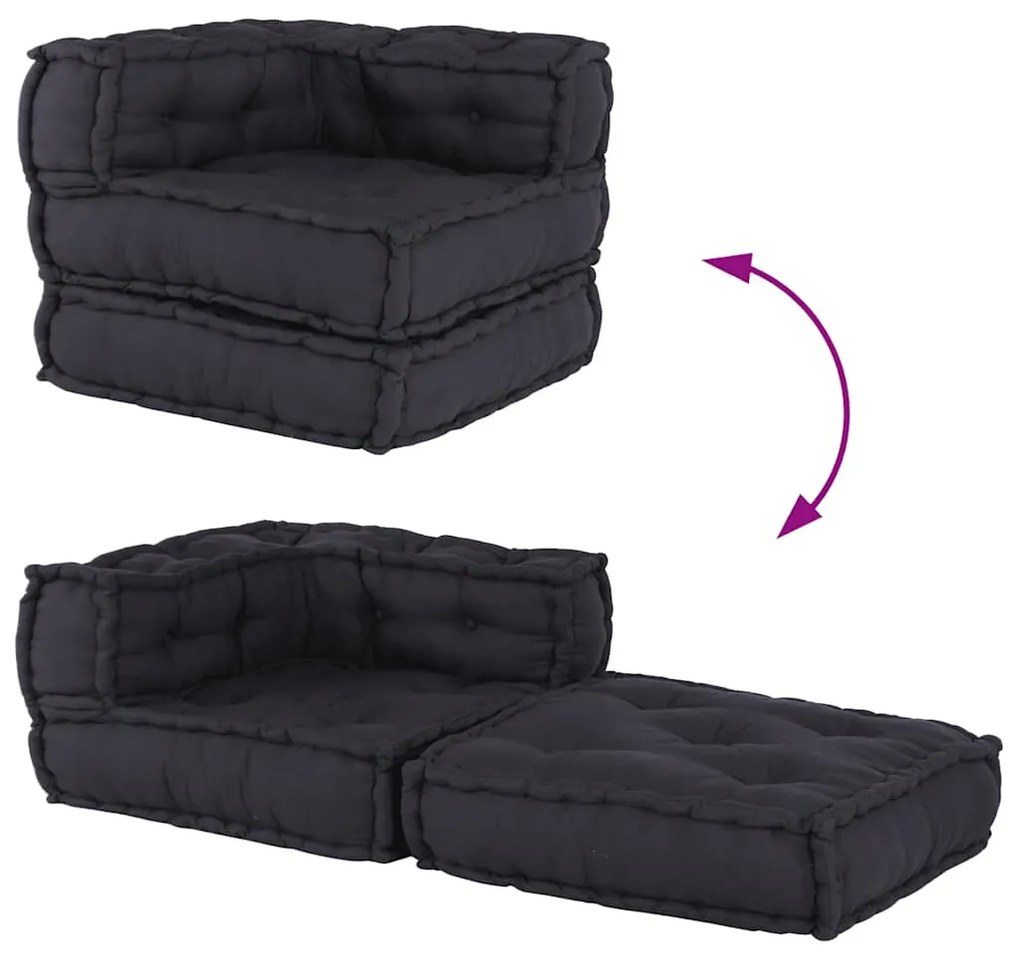 antracit szövet moduláris puff 70x70x54