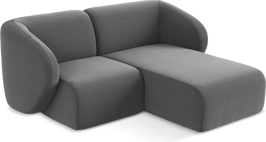 Szürke bársony sarokkanapé (jobb oldali-heverő résszel) Lani – Makamii