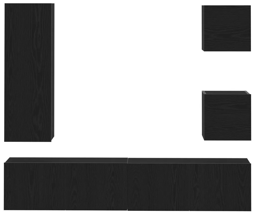 TV Szekrény Készlet 6 pcs Musta tammi 160 x 30 x 30.5 cm