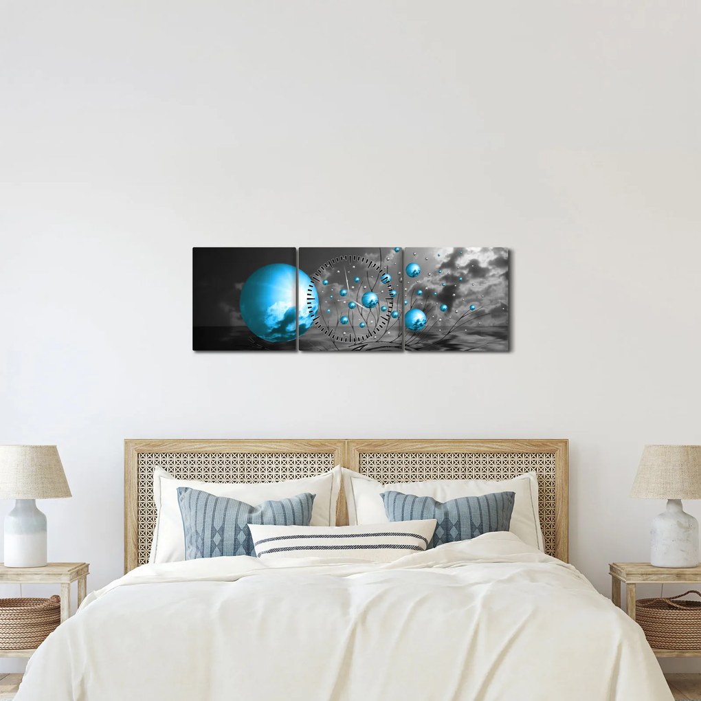 Sötétkék gömbök képe (órával) (90x30 cm)