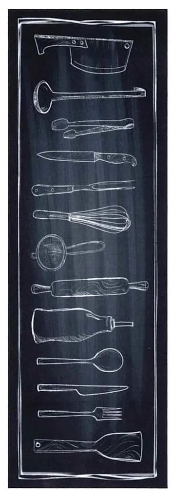 Konyhai szőnyeg Toile Fekete 180 x 60 cm Bársony