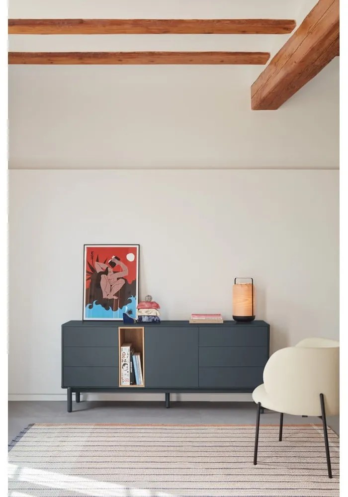 Sötétszürke alacsony komód 180x76 cm Corvo - Teulat
