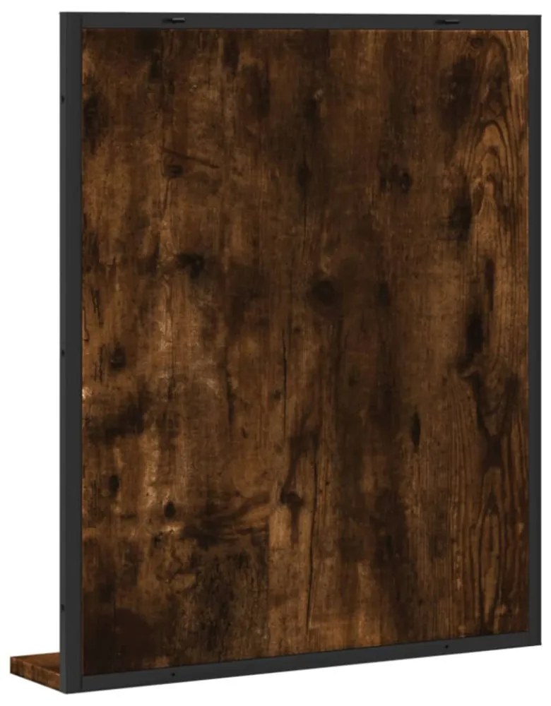 füstölt tölgy szerelt fa fürdőszobai tükör polccal 50x12x60 cm
