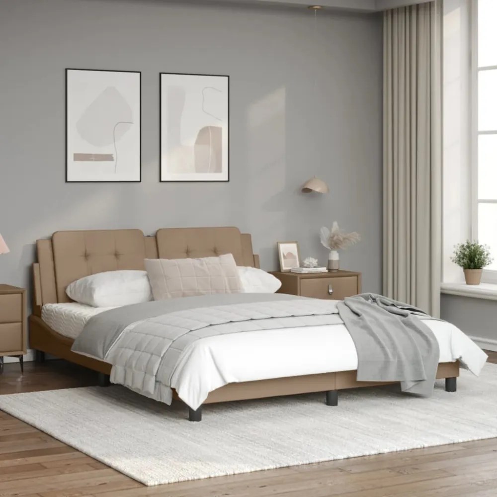 cappuccino színű műbőr ágykeret matrac nélkül Zadar 160x200 cm
