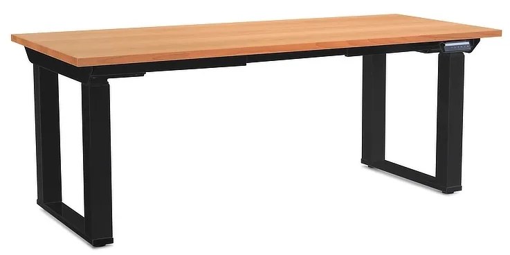 OfficeTech Strong állítható magasságú asztal 180 x 80 cm, fekete alap, bükkfa