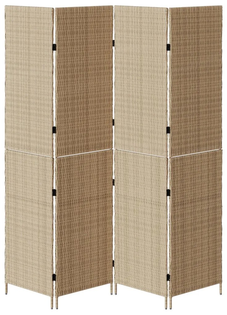 Szobai elválasztók Bézs Fa, Szövet 4 panel, 200 cm magasság