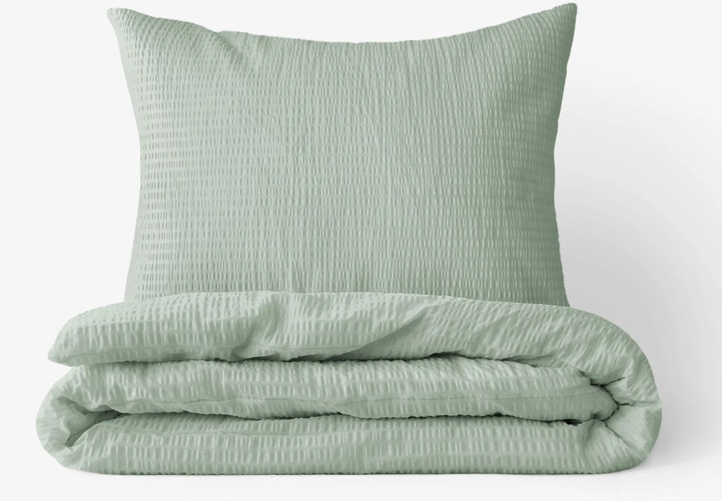 Goldea krepp ágyneműhuzat - zsálya színű 140 x 200 és 70 x 90 cm