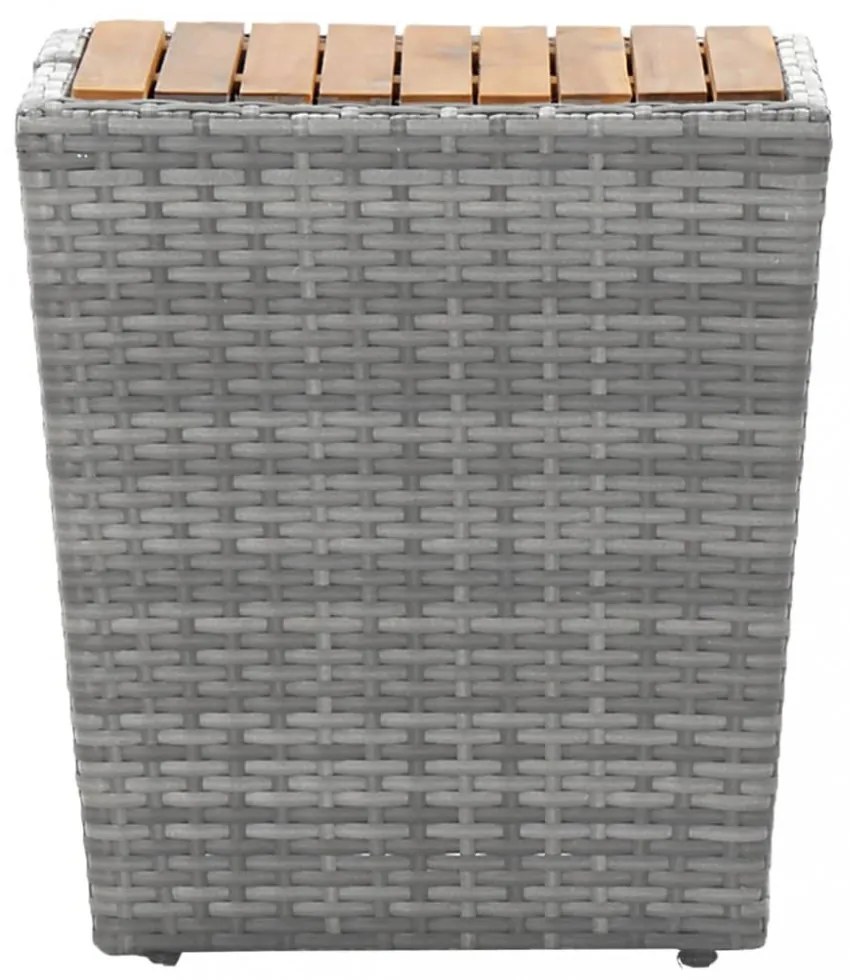 5 részes szürke polyrattan és tömör akácfa kerti bisztrószett