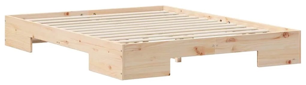 vidaXL Földi ágykeret tárolóval Barna 160 x 200 cm Tömör fenyőfa