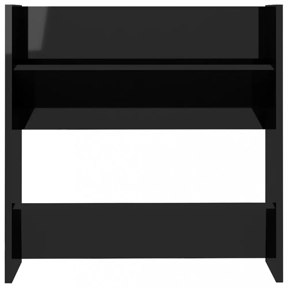 4 db magasfényű fekete szerelt fa fali cipősszekrény 60x18x60cm
