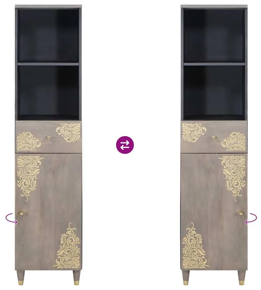 Széf fiókkal Szürke 38 x 33.5 x 160 cm Tömör mangófa