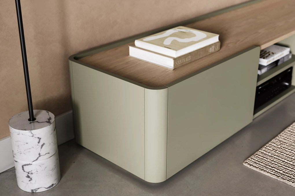 Elivo TV-szekrény 170 cm fiókkal - eukaliptusz / baltic dune tölgy