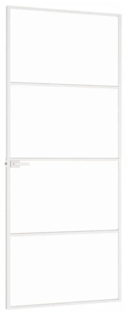 Fehér edzett üveg és alumínium vékony beltéri ajtó 83x201,5 cm