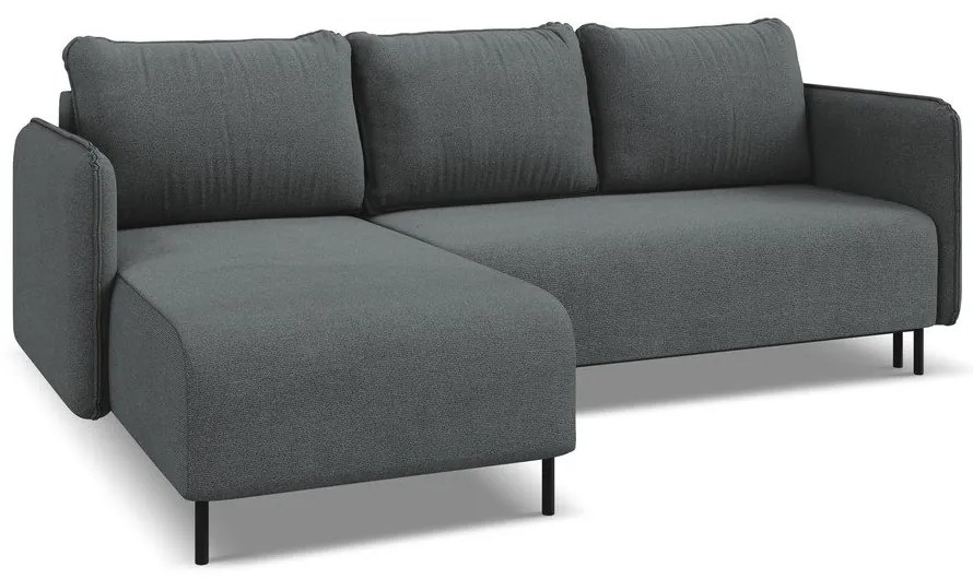 Sötétszürke kinyitható-tárolóhelyes sarokkanapé (bal oldali) Luana – Makamii