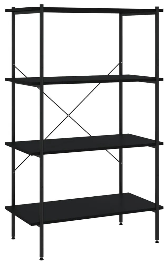 fekete 4 szintes polcrendszer 80 x 40 x 130 cm