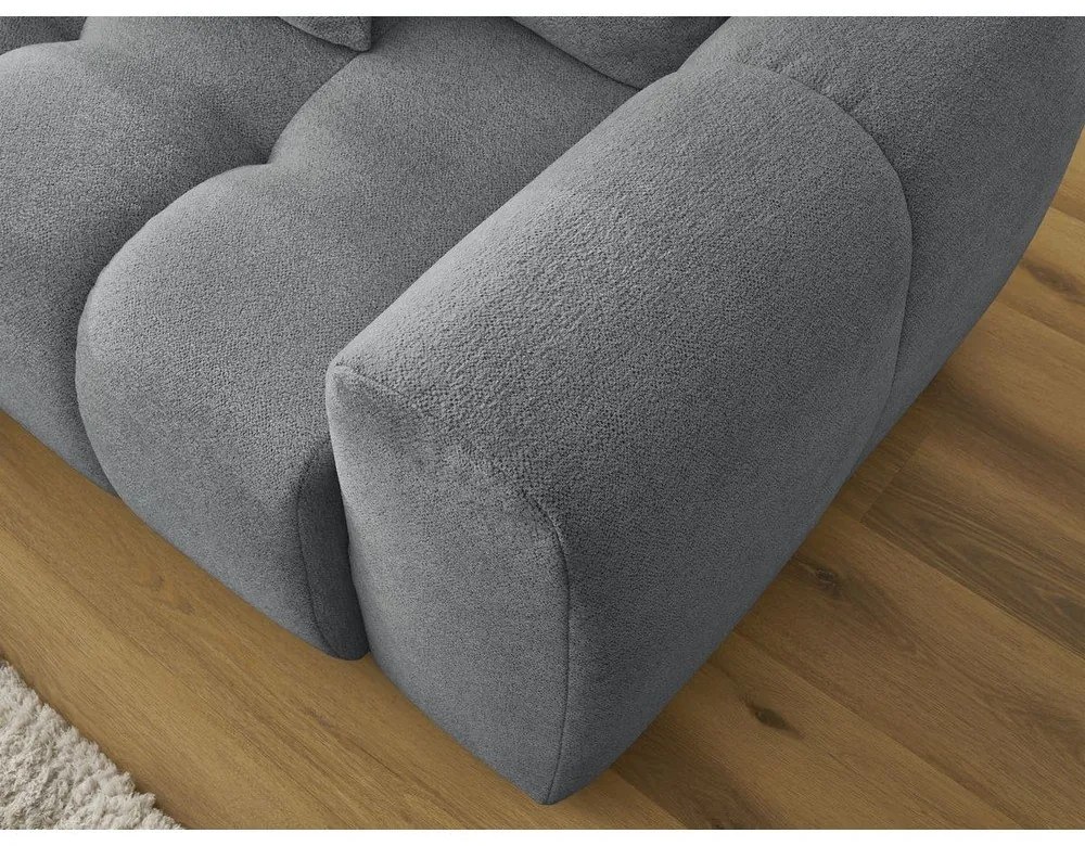 Szürke zsenília kinyitható-tárolóhelyes sarokkanapé (bal oldali-heverő résszel) Roxelane – Bobochic Paris