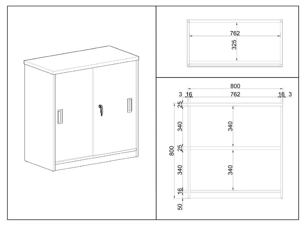 SimpleOffice alacsony szekrény 80 x 40 x 80 cm, cseresznye