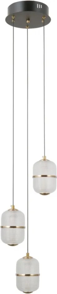 ITALUX PND-34375-3-BK ALANI Többágú Függesztett Lámpa Matt Fekete, Átlátszó, Arany LED IP20
