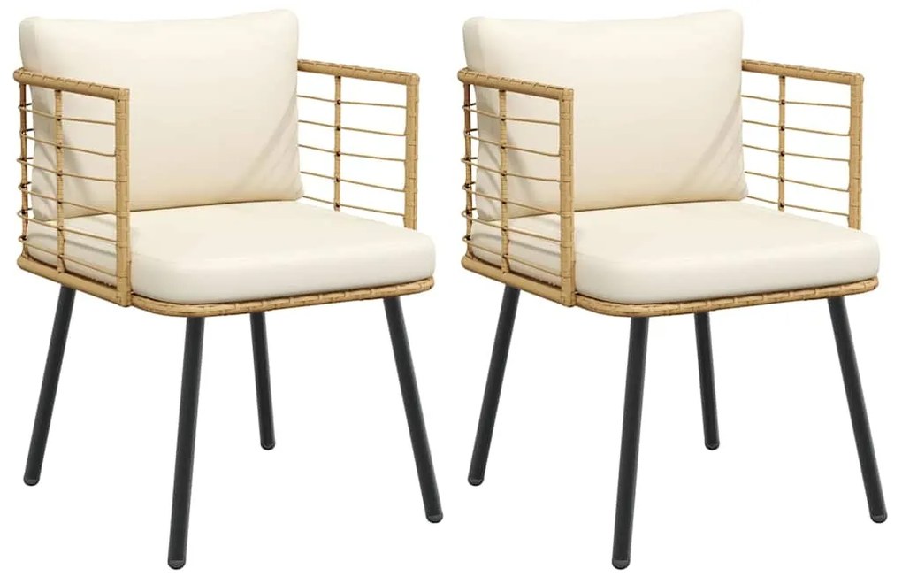 vidaXL 2 db természetes polyrattan kerti szék párnákkal