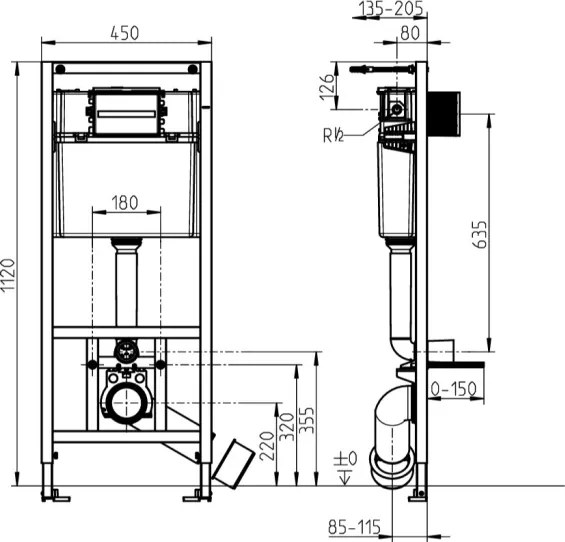 Függesztett WC + WC-ülőke ARCHITECTURA + nyomólap + beépíthető modul + alátét