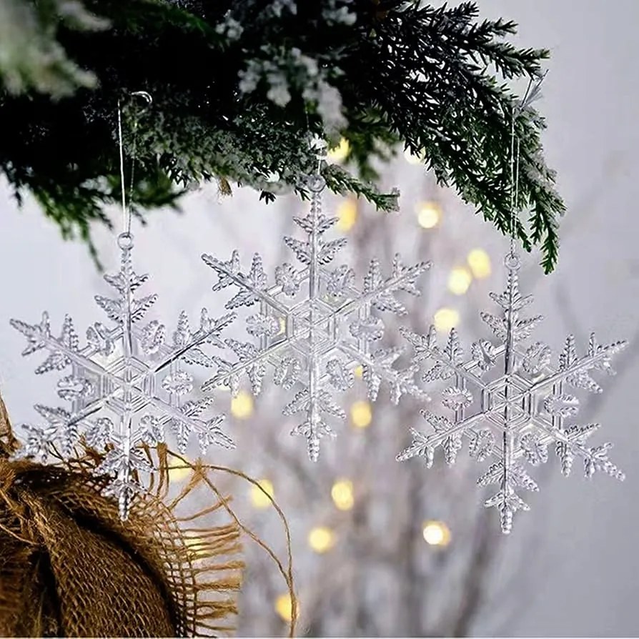 Karácsonyi Dekoráció Készlet Akril Hópehely medálok 25db