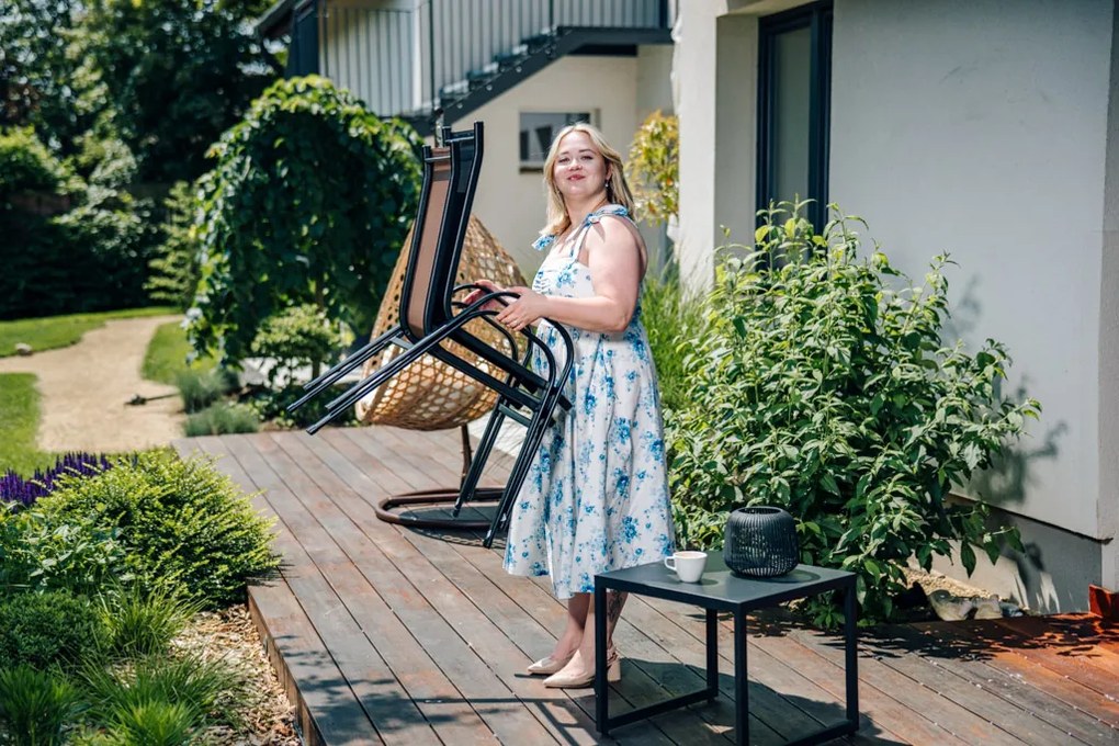 AKCIÓ Kerti székek TAVERNO szett 2db szürke/fekete II. minőség