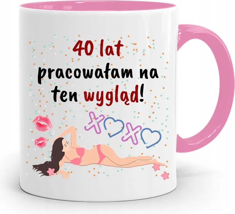 Születésnapra 40 40-es 40-es Bögre Rózsaszín Ajándék fényképes nyomattal