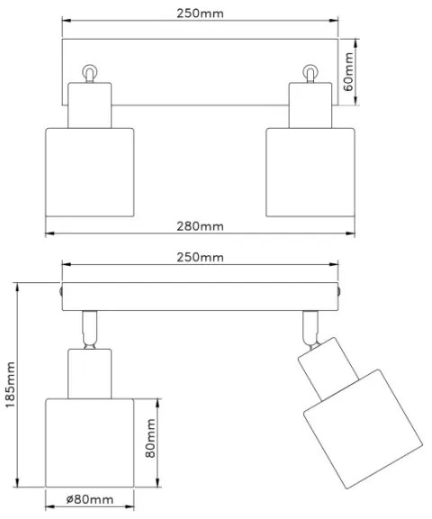 Globo 54114-2 - TRENT irányítható spotlámpa 2xE14/25W/230V