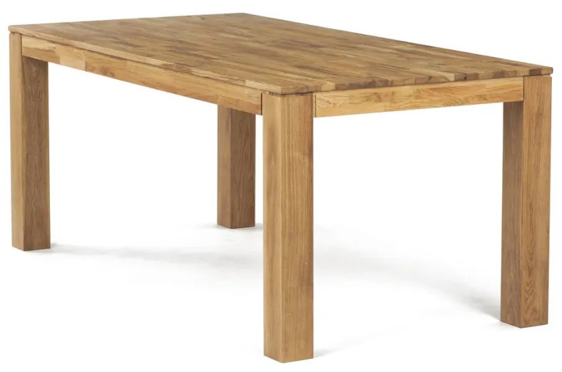 Étkezőasztal 180x90x75, tömör fehér tölgy, olajos felületkezelés, 10x10 cm-es lábak