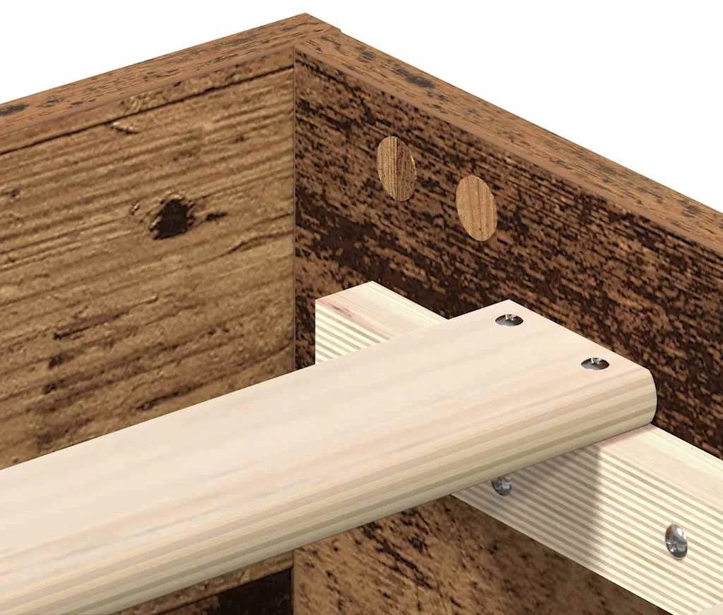 antik fa szerelt fa ágykeret matrac nélkül 200x200 cm