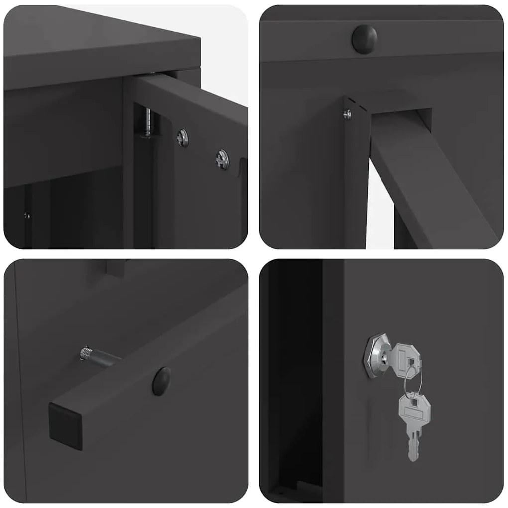 postaláda Fekete 30 x 23 x 55 cm Acél