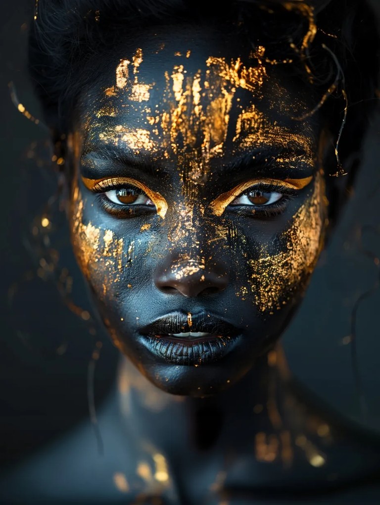 Vászonkép Canvas Portré Arany Arc Misztikus Nő Művészet 75x100