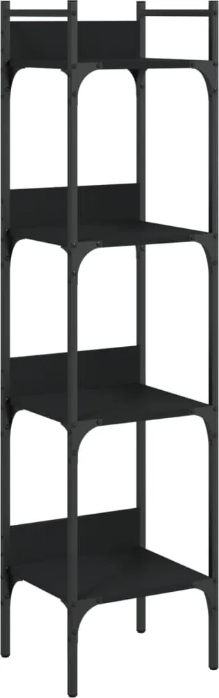 vidaXL 4 szintes fekete szerelt fa könyvespolc 35 x 30 x 138,5 cm