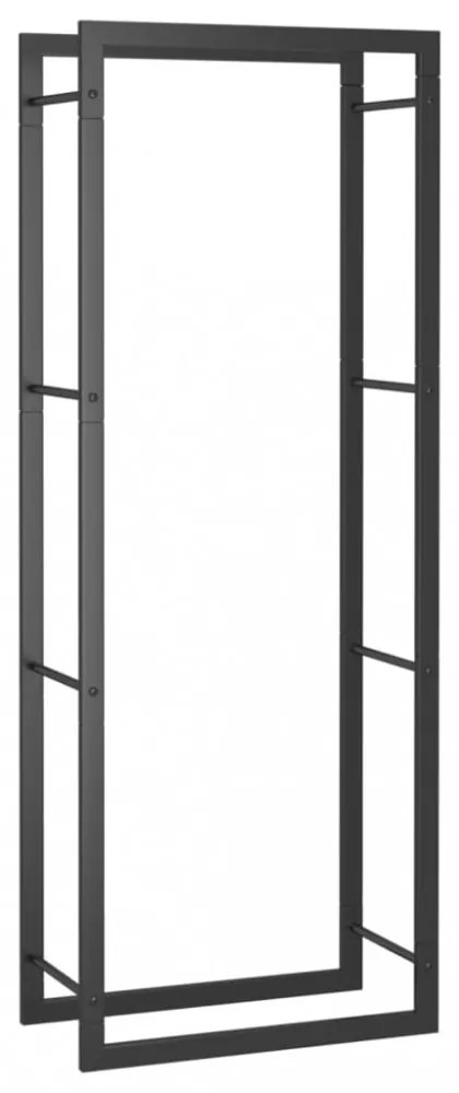 fekete acél tűzifatároló állvány 50x28x132 cm