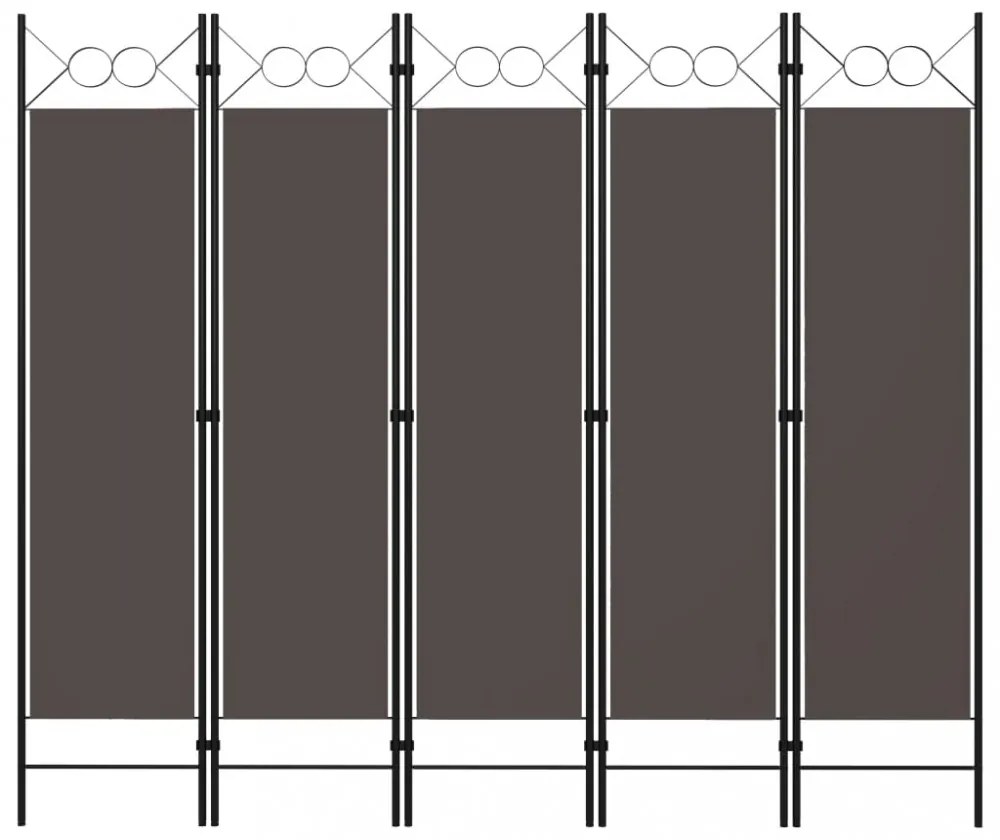 antracitszürke 5 paneles paraván 200 x 180 cm