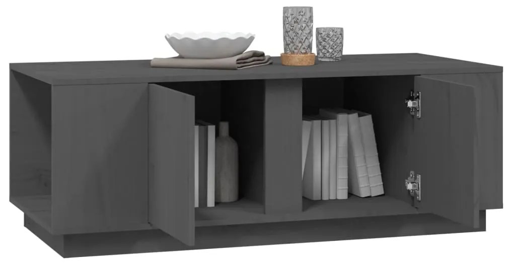Szürke tömör fenyőfa dohányzóasztal 110x50x40 cm