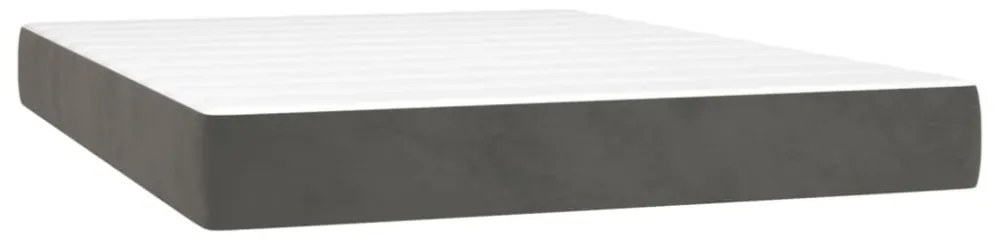sötétszürke bársony rugós és LED-es ágy matraccal 140x190 cm