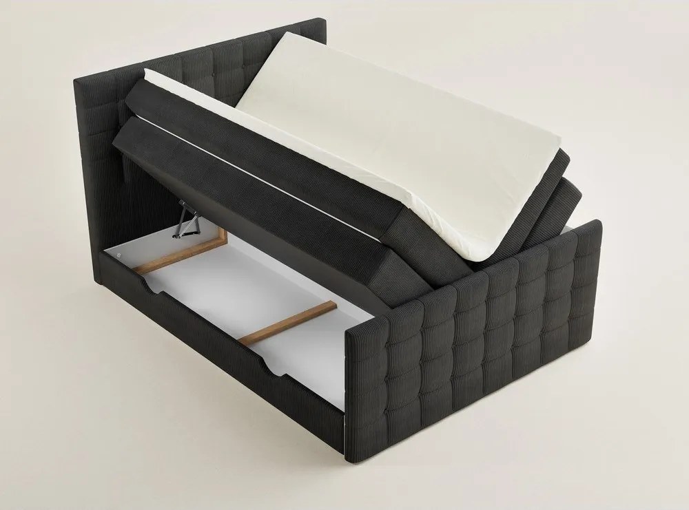 Antracitszürke ágyneműtartós boxspring ágy 160x200 cm Tasca – Maison de Rêve
