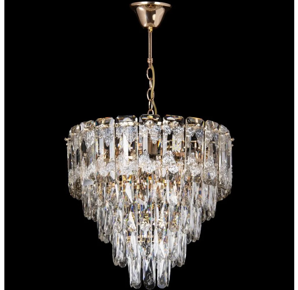 LED láncos csillár 7xE27/60W/230V + 4xLED/6W, átmérő 40 cm, aranyszínű