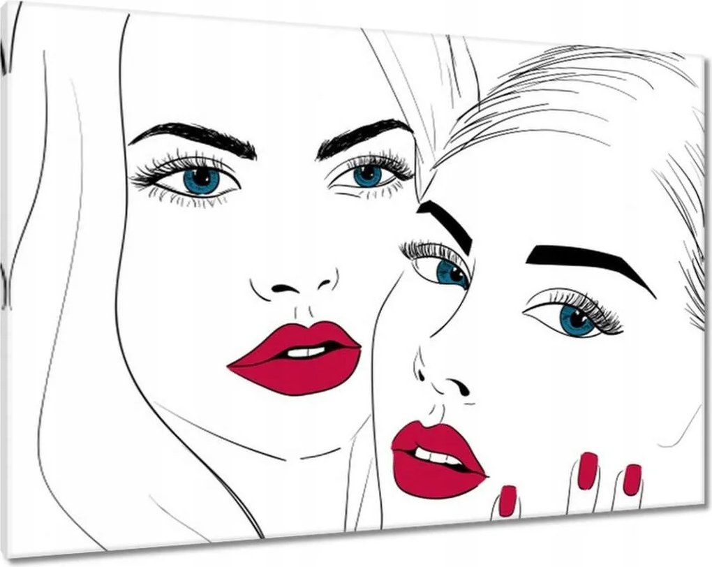Vászonkép 100x70 Csajok piros szájjal