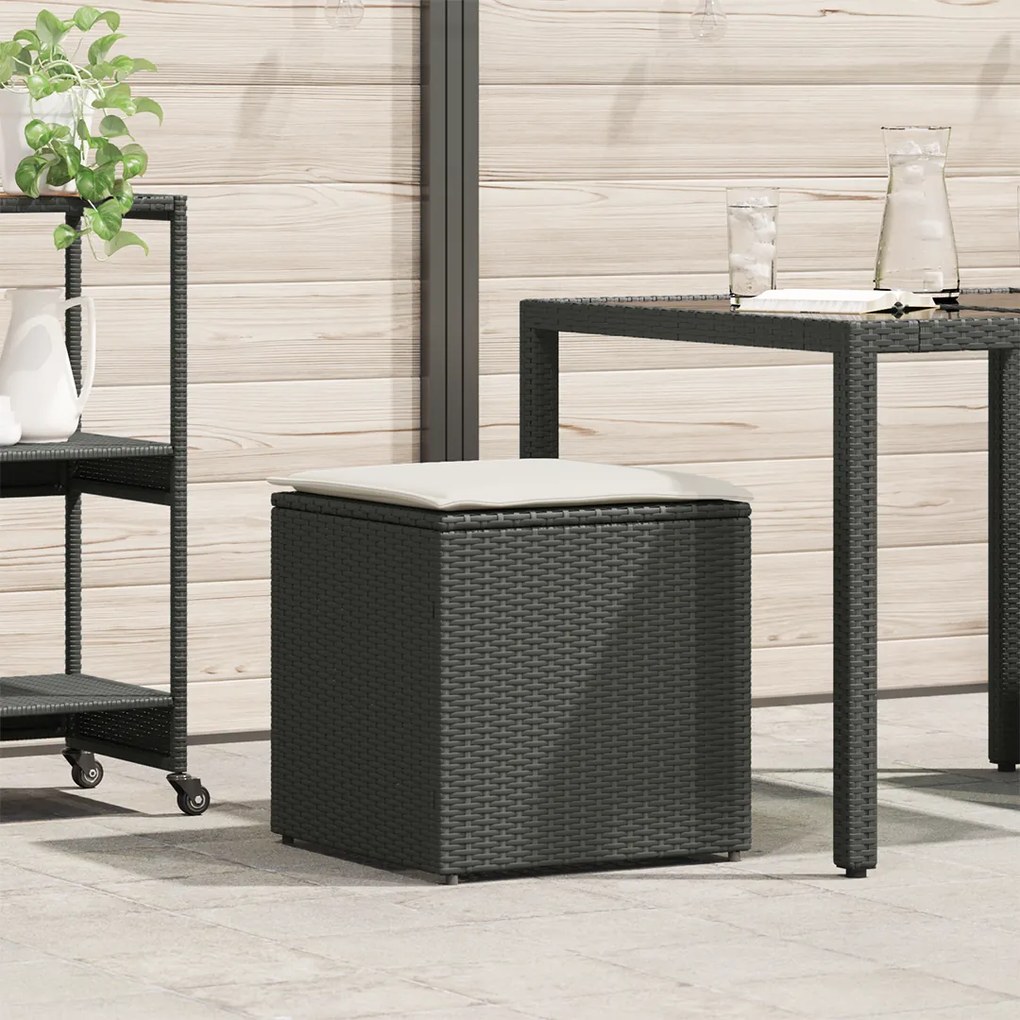 vidaXL Párna tároló doboz Fekete 50x50x50 cm Poli Rattan