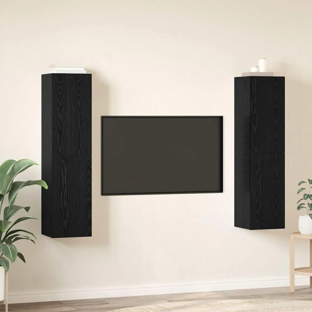 TV Szekrény Szett 4 pcs Musta tammi 30.5 x 30 x 60 cm Faanyag