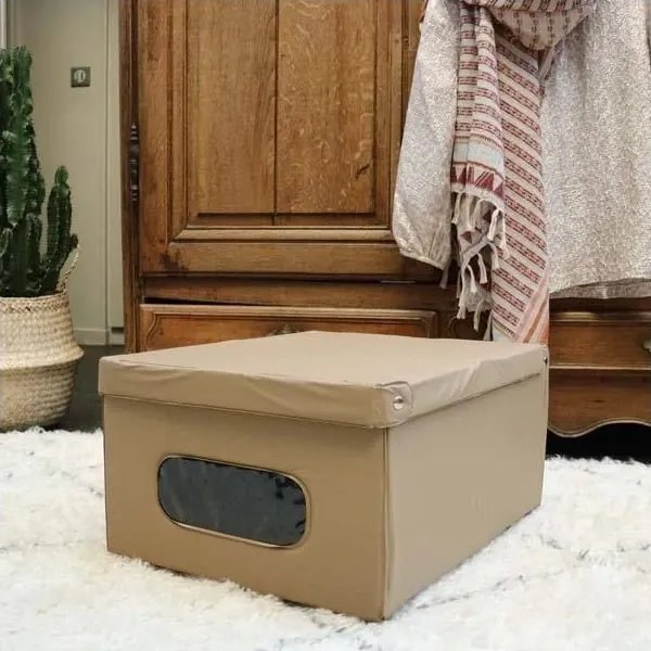 Compactor SMART összecsukható tárolódoboz fedéllel, 50 x 40 x 25 cm, taupe (szürkésbarna), S