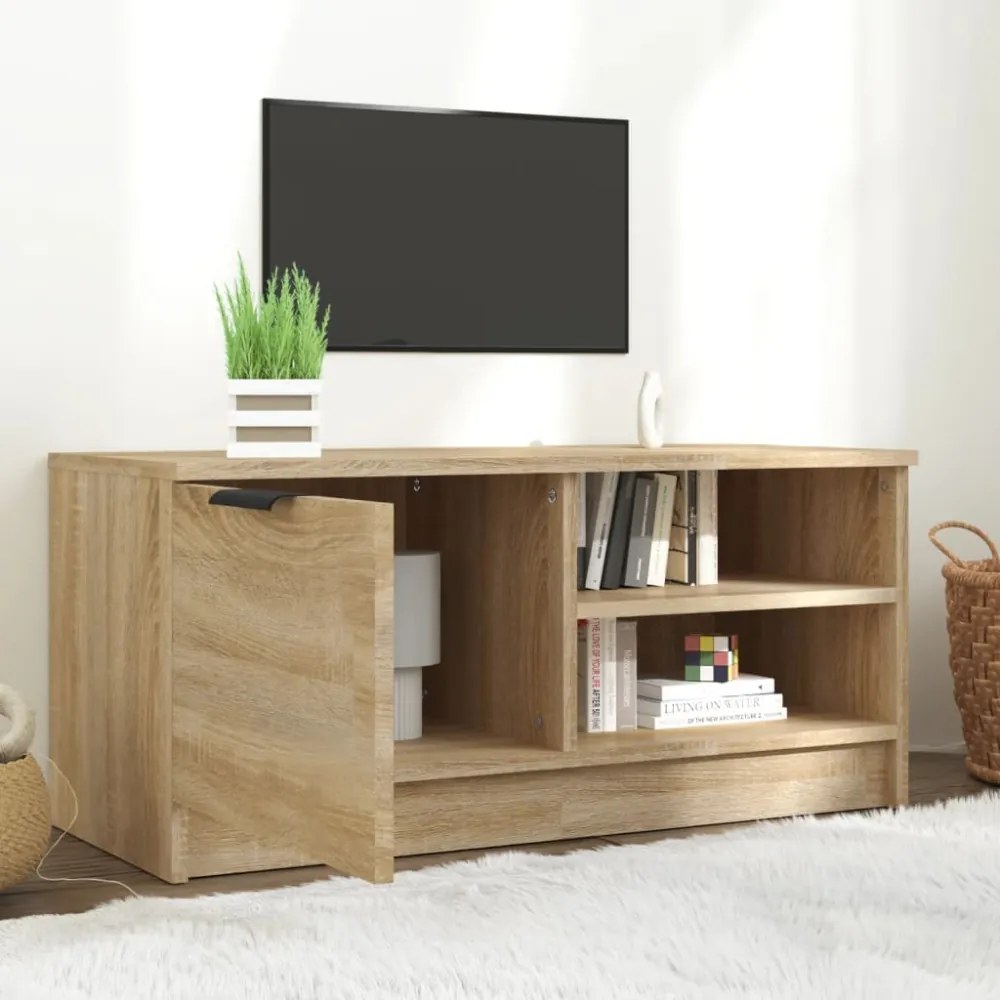 sonoma-tölgyszínű szerelt fa fali TV-szekrény 80x35x36,5 cm
