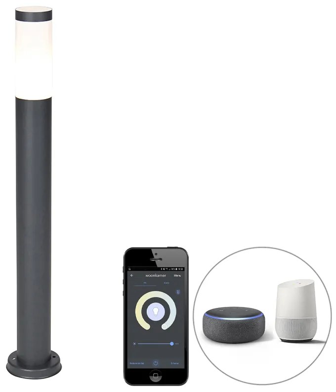 Okos kültéri lámpaoszlop antracit 80 cm Wifi-vel P45 - Rox