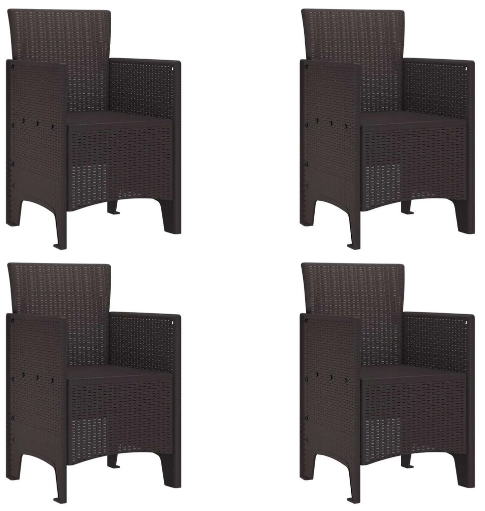 vidaXL Kerti Szék párnával 4 pcs Barna 53 x 49 x 85 cm Polipropilén