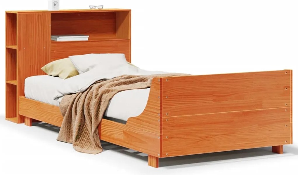vidaXL viaszbarna tömör fenyőfa ágy matrac nélkül 100 x 200 cm
