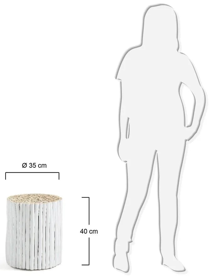 Filippo fehér teakfa tárolóasztal, ⌀ 35 cm - Kave Home