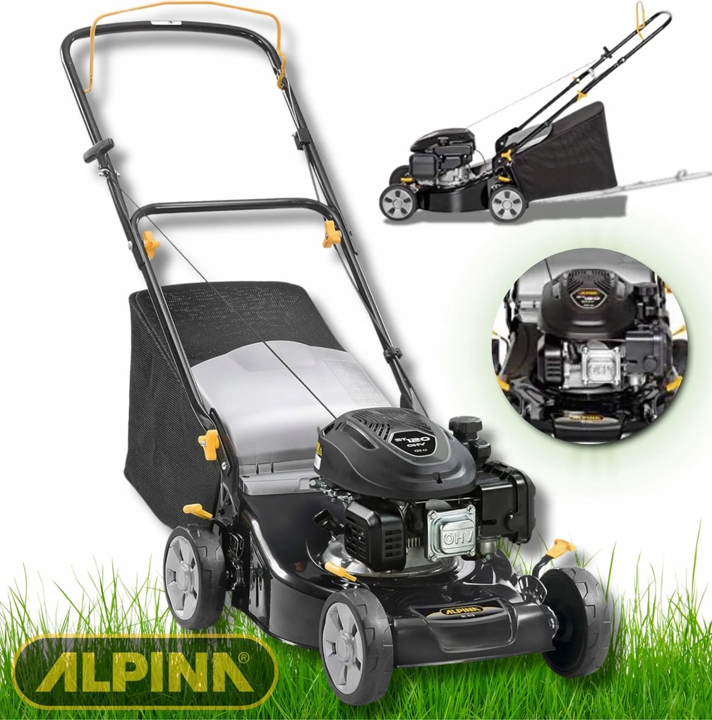 Stiga Alpina fűnyíró BL410 41 cm Motor 123 cm³ Erős kosár 55 L